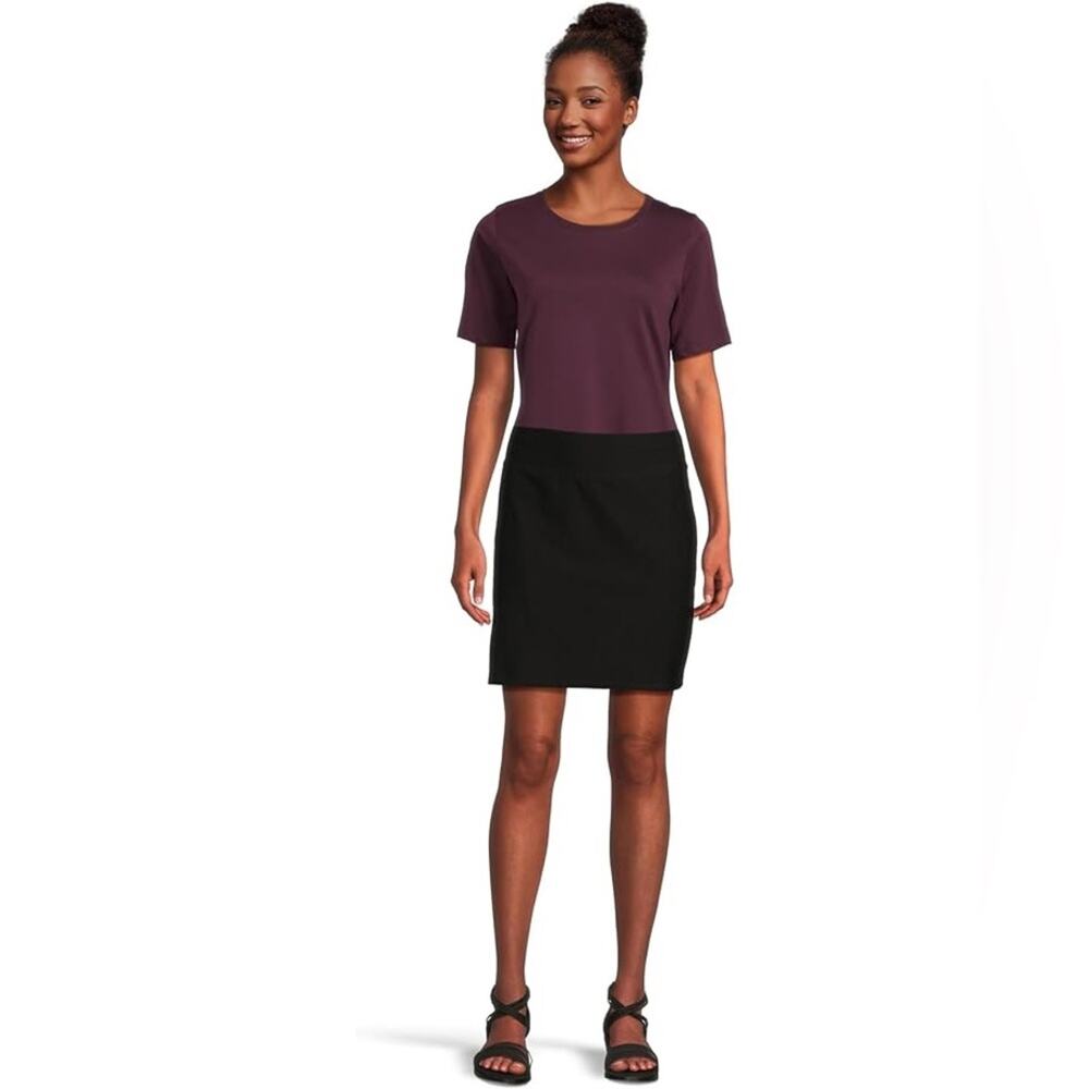 Eileen Fisher Washable Stretch Crepe Skirt Black Medium